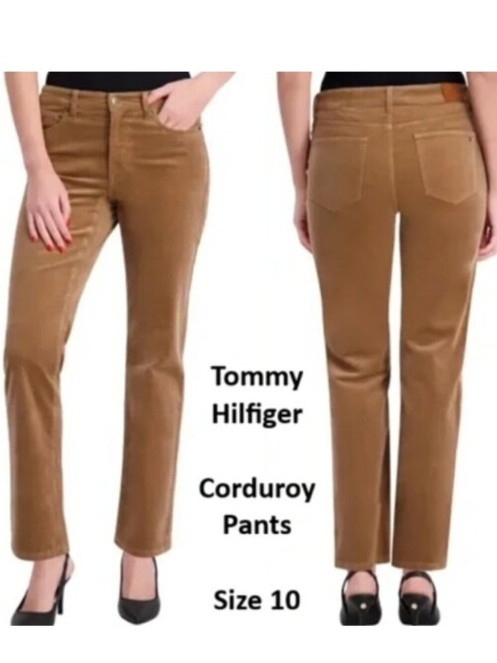 Tommy Hilfiger Women's 5 Pocket Corduroy Pant Size 10 Brown Straight Leg